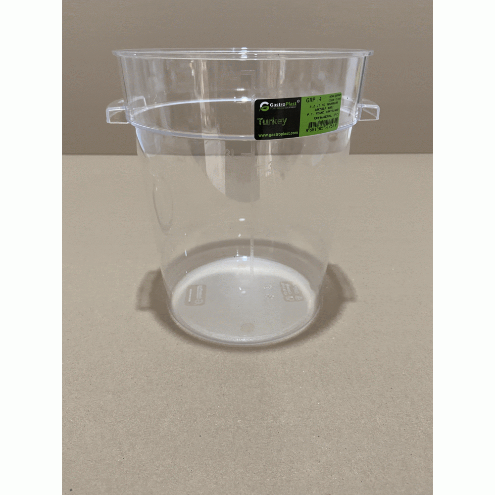 Круглий контейнер для зберігання продуктів 4,2 л з полікарбонату (Кришка продається окремо) GRP--004 Gastro Plast PC Прозорий