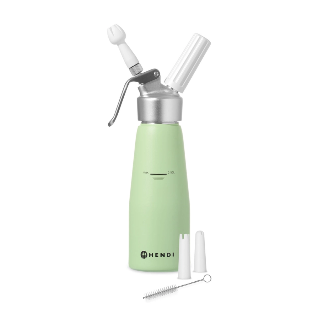 Сифон для вершків, HENDI, 0,5 л, пастельно-зелений, ⌀80x(H)260 мм