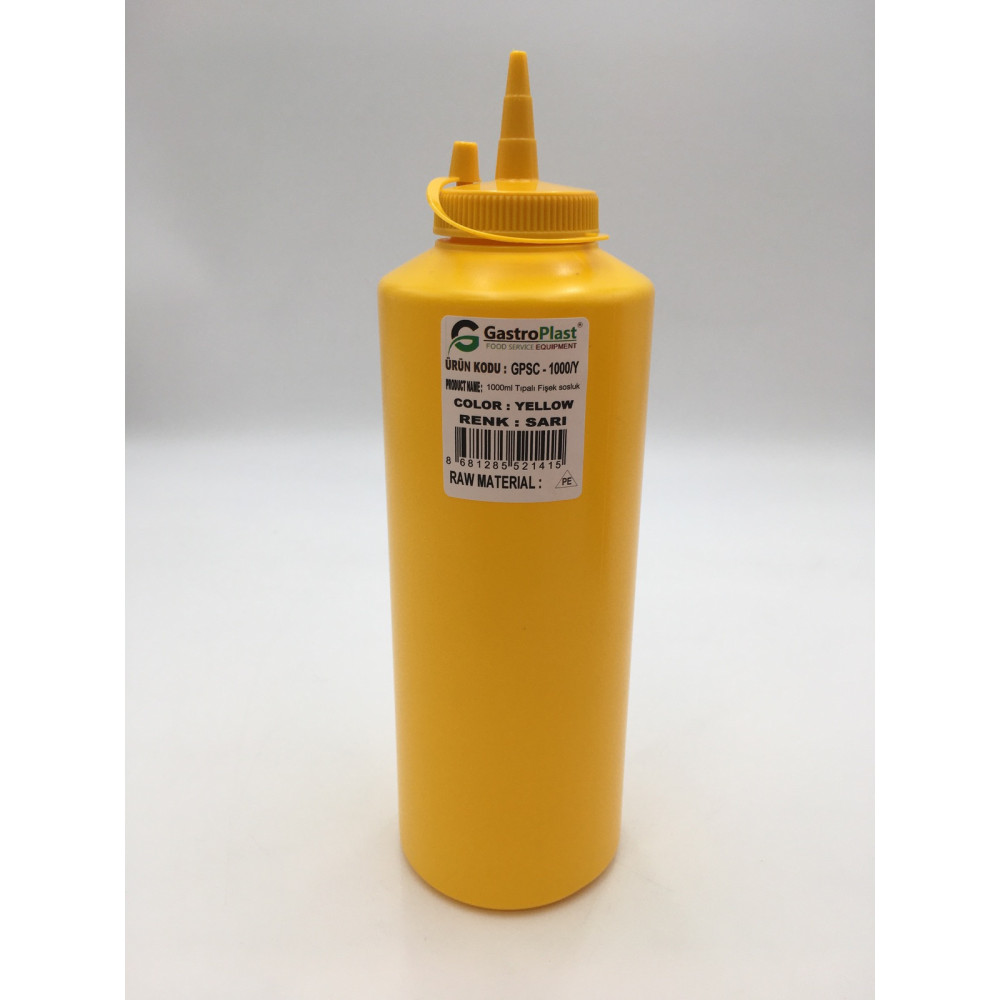 Диспенсер для соусів 1000 мл. (жовтий) GPSC--001000Y Gastro Plast PE Жовтий, з ковпачком