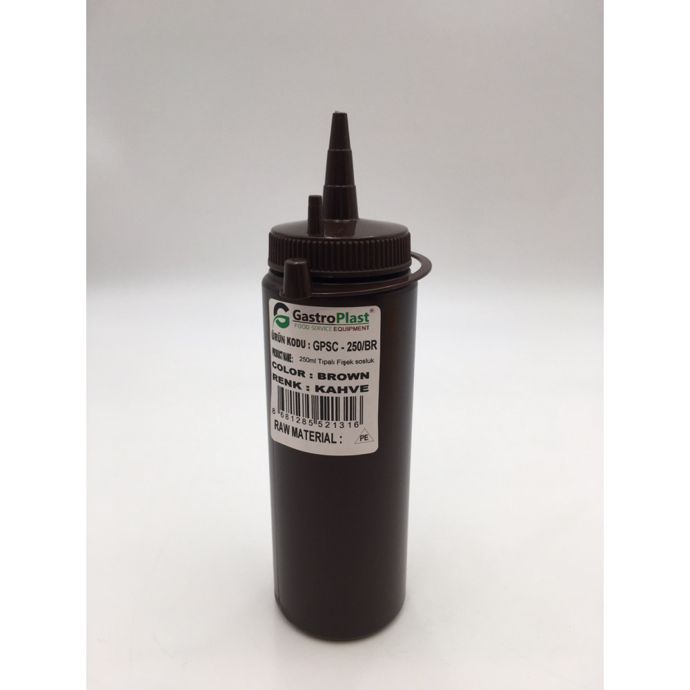 Диспенсер для соусів 250 мл. (коричневий) GPSC--00250BR Gastro Plast PE Коричневий, з ковпачком