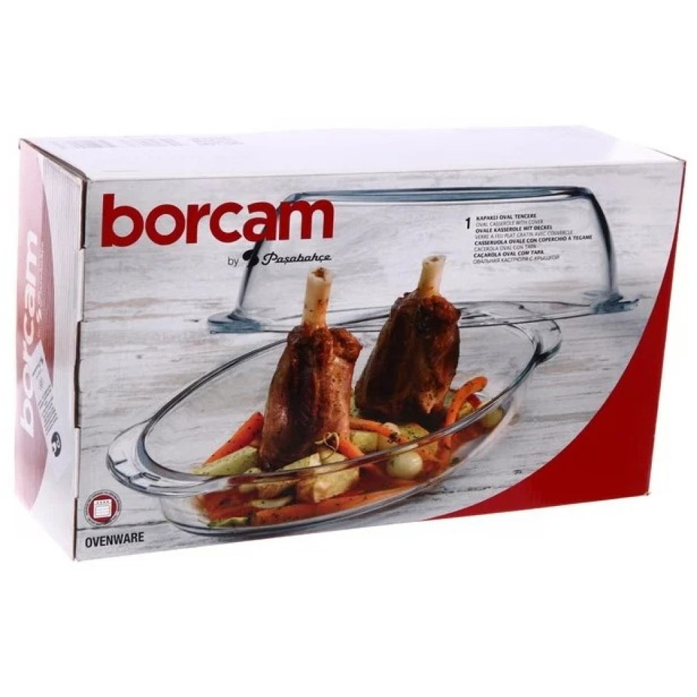 Кастрюля овальная стеклянная Borcam Pasabahce с крышкой 1,7л + 2,5л (59052-6)