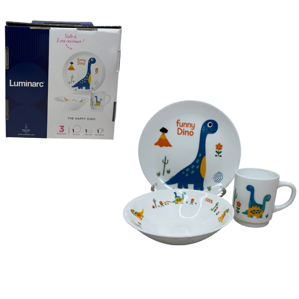 Дитячий столовий набір Luminarc The happy Dino, 3 предмети (X3288)