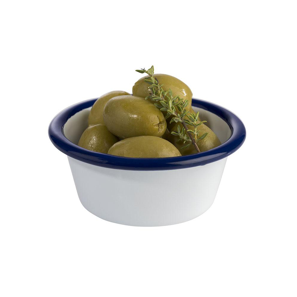 Соусник емальований білий 80 мл d-80 мм h-35 мм з синьою облямівкою Enamelware 401-40646