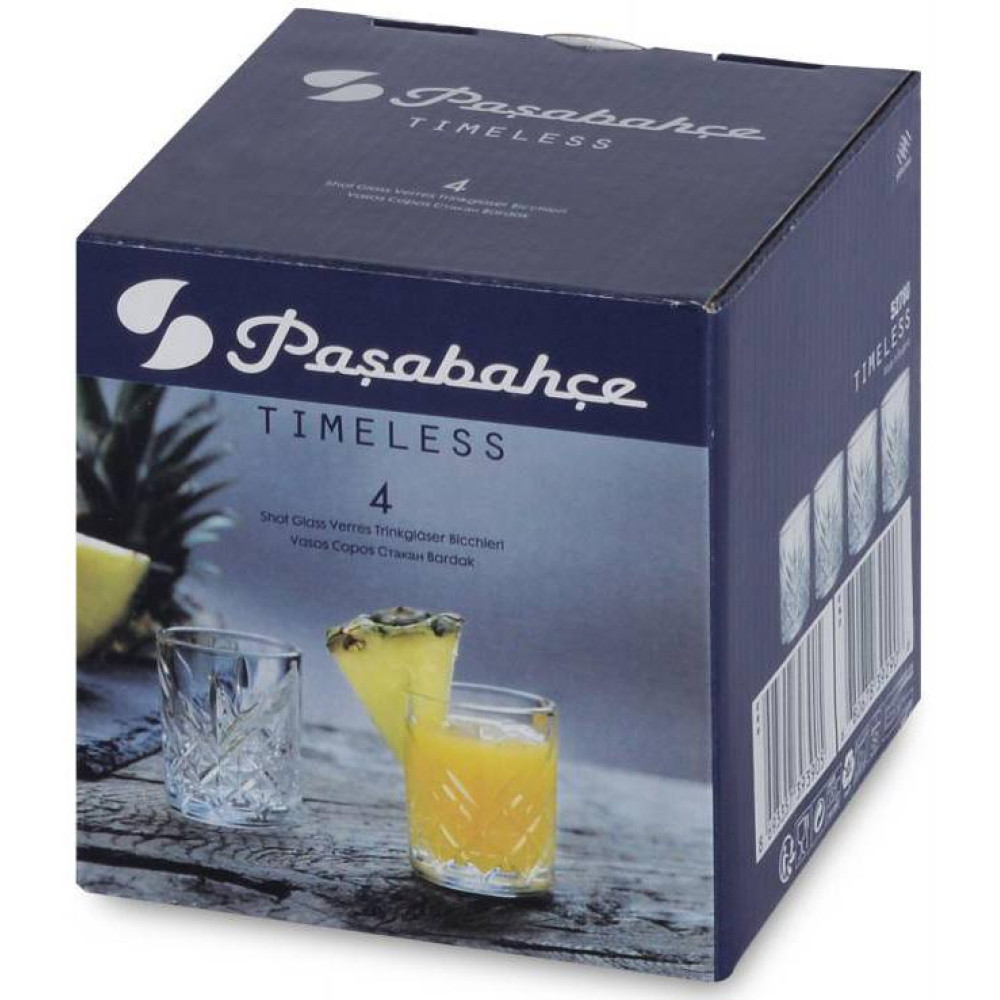 Набор 4 стопки Pasabahce Timeless 60мл стеклянные