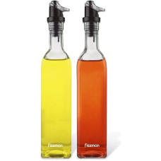 Набор 2 стеклянные бутылки Fissman Clear для масла и уксуса 2х500мл, крышка с дозатором