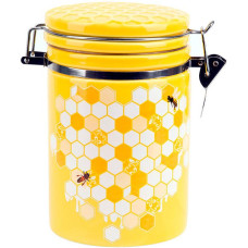 Банка керамическая "Sweet Honey" 650мл для сыпучих продуктов с металлической затяжкой, желтый