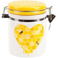 Банка керамическая "Sweet Honey" 650мл для сыпучих продуктов с металлической затяжкой, белый