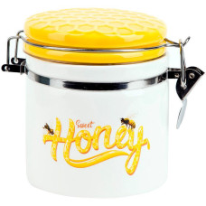 Банка керамическая "Sweet Honey" 480мл для сыпучих продуктов с металлической затяжкой, белый