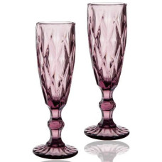 Набор 6 бокалов для шампанского Elodia Грани 200мл, розовое стекло