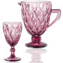 Набор для напитков Elodia "Грани" 6 фужеров 320мл и кувшин 1.1л, розовое стекло