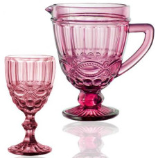 Набор для напитков Elodia "Винтаж" 6 фужеров 340мл и кувшин 1.15л, розовое стекло