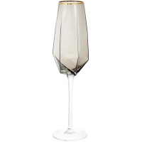 Набор 4 фужера Clio бокалы для шампанского 370мл, дымчатое стекло с золотым кантом
