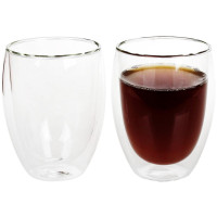 Набор 2 стакана Lorenza 350мл с двойными стенками, стеклянные термостаканы