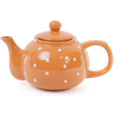 Чайник заварочный "Белый горошек" 1000мл, керамический, оранжевый