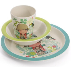 Набор детский 3 предмета Fissman "Мальчик", тарелка, пиала и стакан, бамбуковое волокно