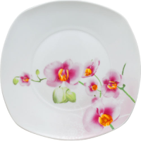 Тарелка столовая мелкая "Орхидея" квадратная 25см