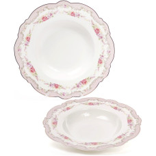 Набор 6 фарфоровых обеденных суповых тарелок Bristol Ø23см, розовый цвет