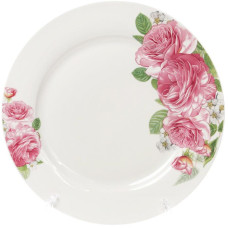 Набор 6 фарфоровых обеденных тарелок "Розовые розы" Ø27см