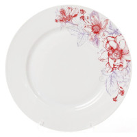 Набор 6 фарфоровых обеденных тарелок "Цветы" Ø23см