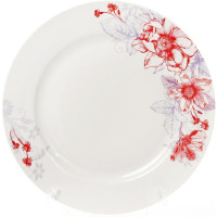 Набор 6 фарфоровых обеденных тарелок "Цветы" Ø27см