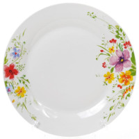 Набор 6 фарфоровых обеденных тарелок "Цветы акварелью" Ø27см