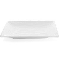 Набор 2 прямоугольные тарелки "White City Бамбук" 36х21см для суши (белый фарфор)