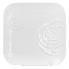 Набор 3 фарфоровые обеденные тарелки "White Rose" 25x25см (белый фарфор)