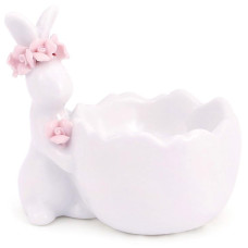 Подставка для яйца "Кролик с розовым веночком" керамическая