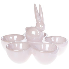 Подставка для яиц "Кролик" керамическая 15х15х12см на 5 ячеек, розовый перламутр