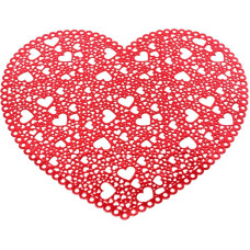 Набор 6 сервировочных ковриков Margrese Сердце 38см (подтарельники), красный