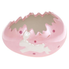 Набор 2 декоративных кашпо "Яйцо" Зайка 15х11.2х10.3см, розовый перламутр