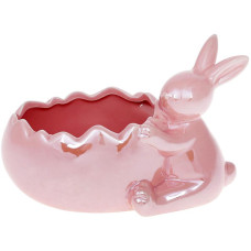 Мини-кашпо "Кролик у яйца" 19.4х12х13см, розовый перламутр
