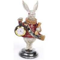 Декоративная фигурка с часами "Белый Кролик" 21см, красный кафтан