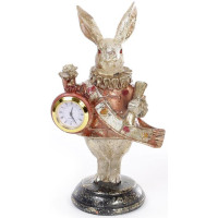 Декоративная фигурка с часами "Белый Кролик" 21см, медный кафтан