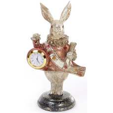 Декоративная фигурка с часами "Белый Кролик" 21см, медный кафтан