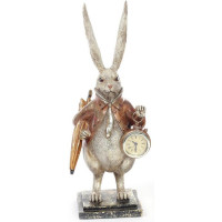 Фигурка декоративная с часами "Белый Кролик в медном кафтане" 39см
