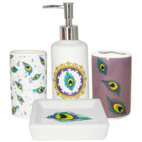Набор аксессуаров "Павлиний глаз" для ванной комнаты 4 предмета, керамика