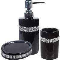 Набор аксессуаров Anemone "Glitter" для ванной комнаты: дозатор, мыльница и стакан
