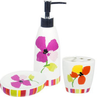 Набор аксессуаров Anemone "Flowers" для ванной комнаты: дозатор, мыльница и стакан