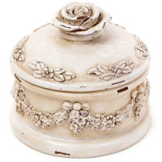 Шкатулка для украшений "Saaling" Роза 10х10х8см, белый антик