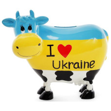 Копилка-коровка "I love Ukraine" 16.5х9х14см керамическая