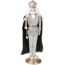 Декоративная статуэтка "Щелкунчик" 29.5см серебро с изумрудом