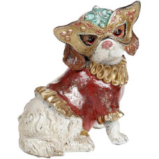 Декоративная статуэтка "Собачка на маскараде" 14.5х12х17.5см, в красном костюмчике