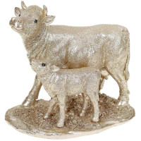 Декоративная композиция «Корова с теленком» 19х10.5х16.8см, шампань