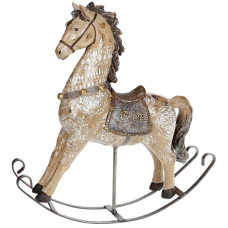 Декоративная статуэтка-качалка "Лошадка" 27х7.5х30см, полистоун, коричневая с золотом