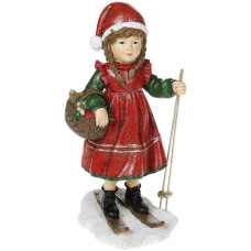Декоративная статуэтка "Девочка на лыжах" 11х9.5х20см, красный