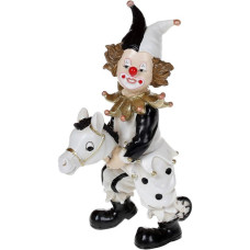 Декоративная статуэтка "Клоун на Лошадке" 16.5см, полистоун, чёрный с белым