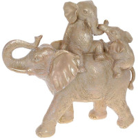 Декоративная статуэтка "Слониха с детьми" 32х13.5х29.5см, полистоун, золото