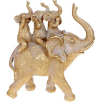 Декоративная статуэтка "Слоники" 23.5х9х26см, полистоун, золото с патиной