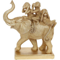Декоративная статуэтка "Слон и Обезьяны" 25.5х10.5х27см, полистоун, золото